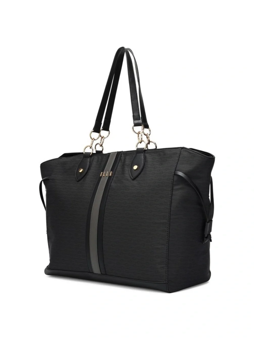 ELLE Luggage Eleganza 32L Weekender Tote Bag Black Travel Gray Stripe travel 🏖️